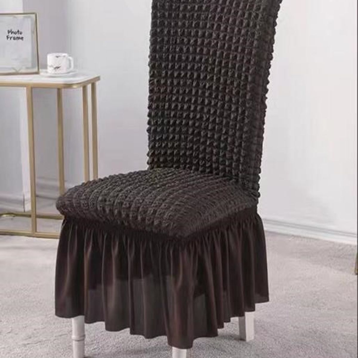 ANGELES DEL HOGAR - Cubre asientos comedor pack 6 unidades Turco Texturizado Gris