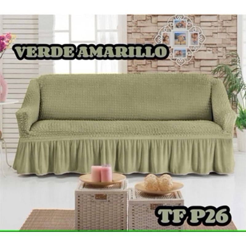 ANGELES DEL HOGAR - Fundas Sofa Cubresillones Turcos 3 cuerpos Verde Amarillo