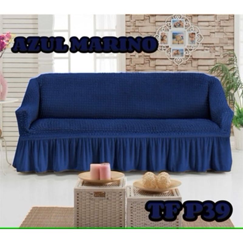 ANGELES DEL HOGAR - Fundas Sofa Cubresillones Turcos 3 cuerpos Azul Oscuro