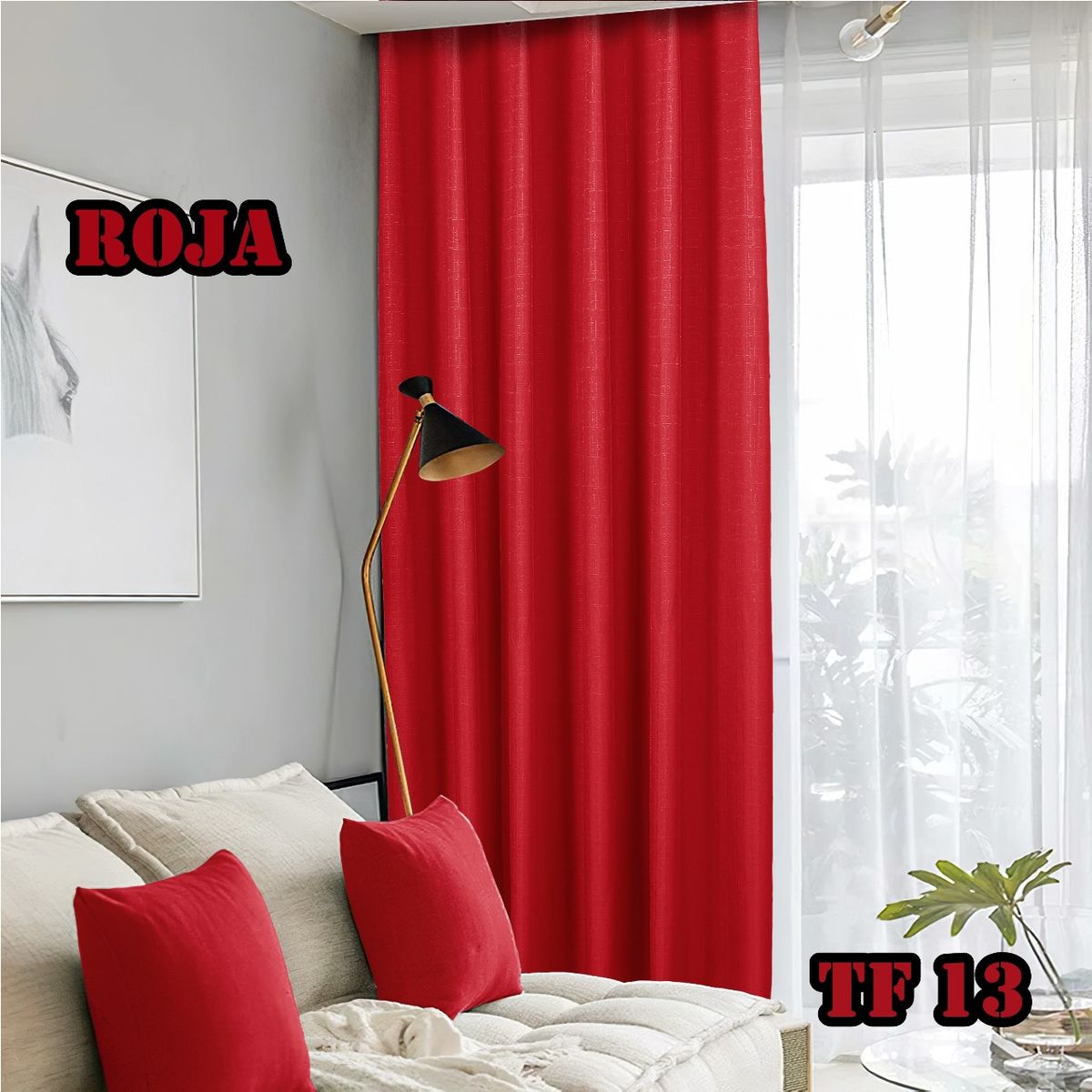 ANGELES DEL HOGAR - Cortina Blackout 2 Paños medias 140 cm x  230 cm Rojo