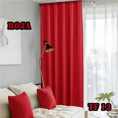 ANGELES DEL HOGAR - Cortina Blackout 2 Paños medias 140 cm x 230 cm Rojo
