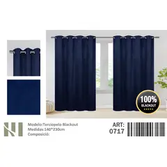 ANGELES DEL HOGAR - Cortina Blackout 2 Paños medias 140 cm x 230 cm Terciopelo Azul