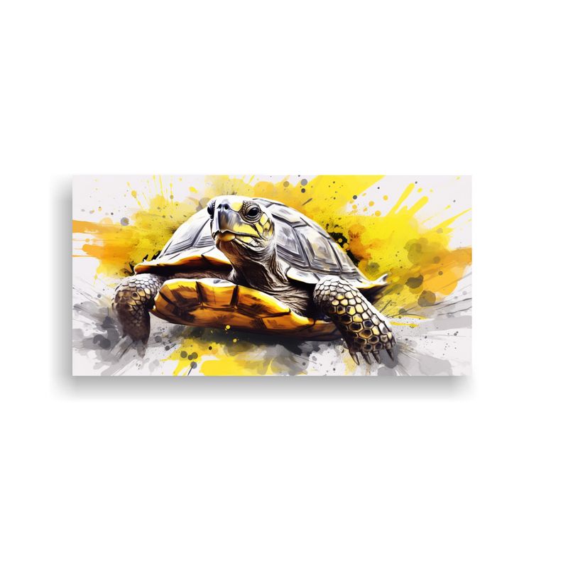 GENERICO - Cuadro En Lienzo Tortuga Amarilla Y Blanca Estilo 160x80cm