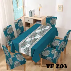 ANGELES DEL HOGAR - Set Completo Mantel Antimanchas 140cm x 220 cm + 6 Fundas