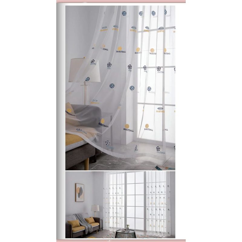 ANGELES DEL HOGAR - Visillos Bordados 2 Paños 140 cm x 230 cm