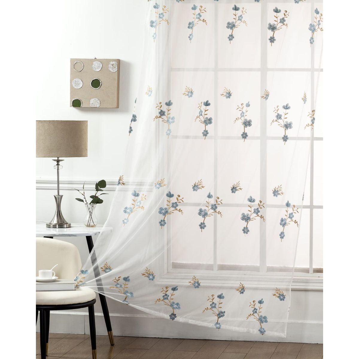 ANGELES DEL HOGAR - Visillos Bordados 2 Paños 140 cm x 230 cm