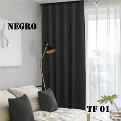 ANGELES DEL HOGAR - Cortina Blackout 2 Paños medias 140 cm x 230 cm Negro
