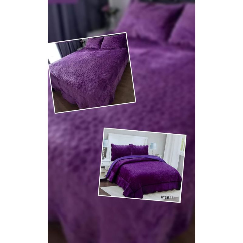 ANGELES DEL HOGAR - Cobertor de Verano con Polar Microplus 2 Plazas Purpura