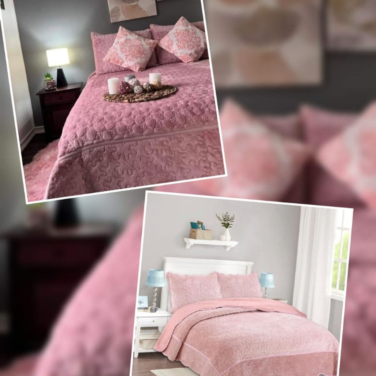 ANGELES DEL HOGAR - Cobertor de Verano con Polar Microplus King Rosa