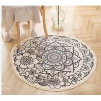 Alfombra Lino Algodón Redonda 120 cm Etnico