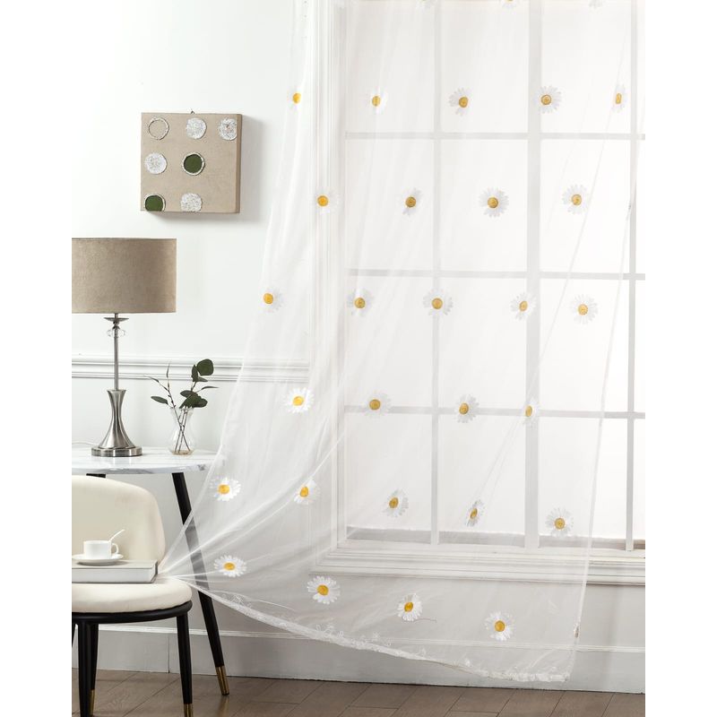 ANGELES DEL HOGAR - Visillos Bordados 2 Paños 140 cm x 230 cm