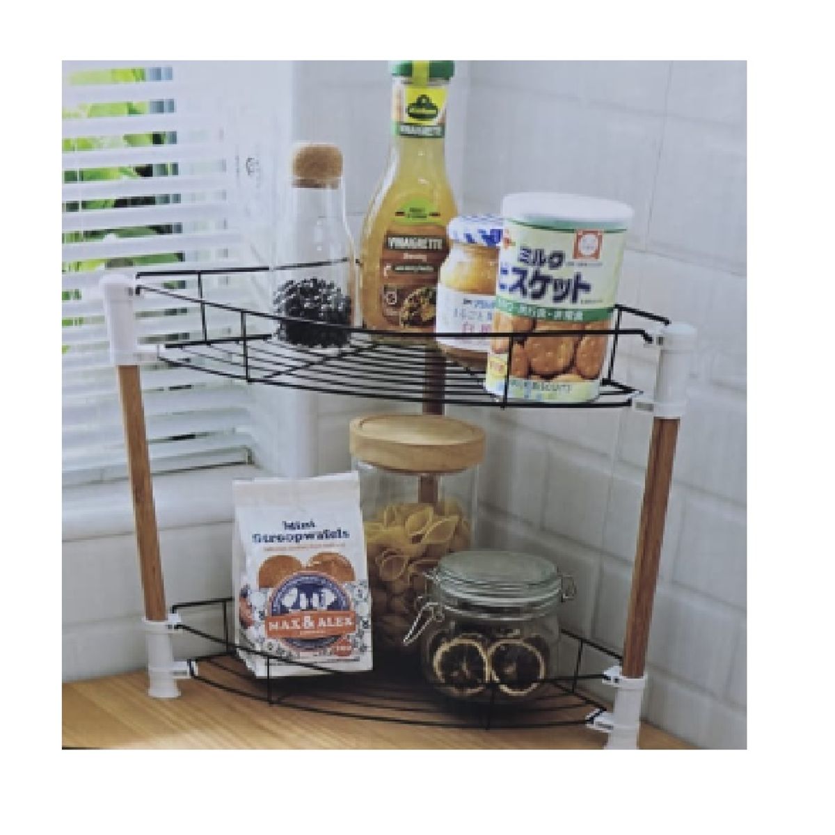 ANGELES DEL HOGAR - Esquinero Repisa Organizador 2 Niveles Baño Cocina Metalico