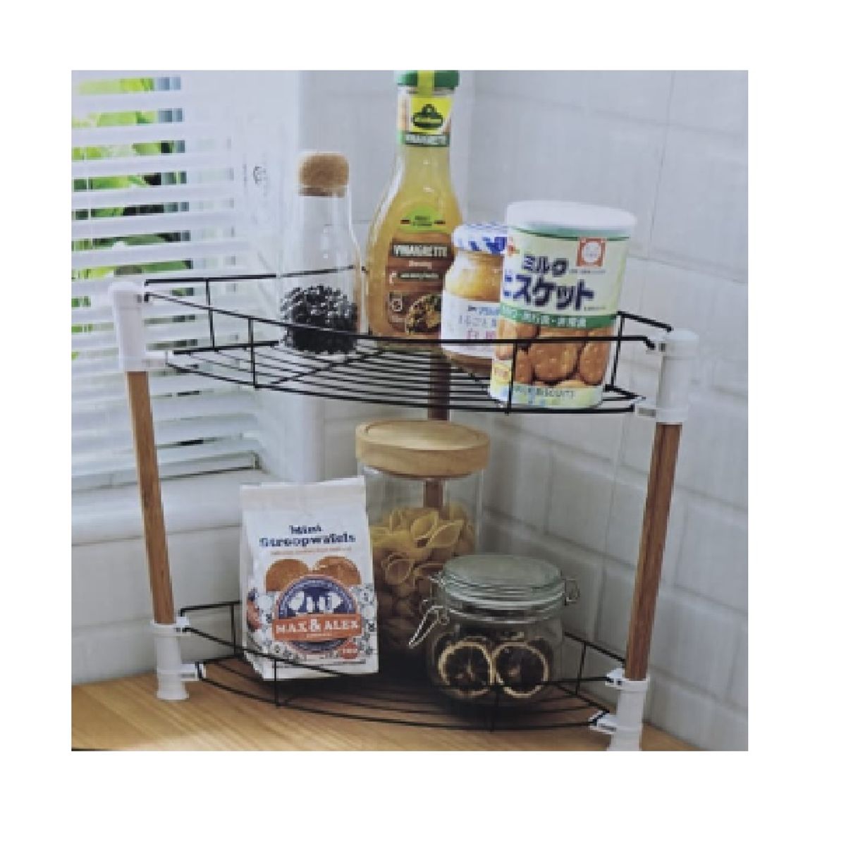 ANGELES DEL HOGAR - Esquinero Repisa Organizador 2 Niveles Baño Cocina Metalico