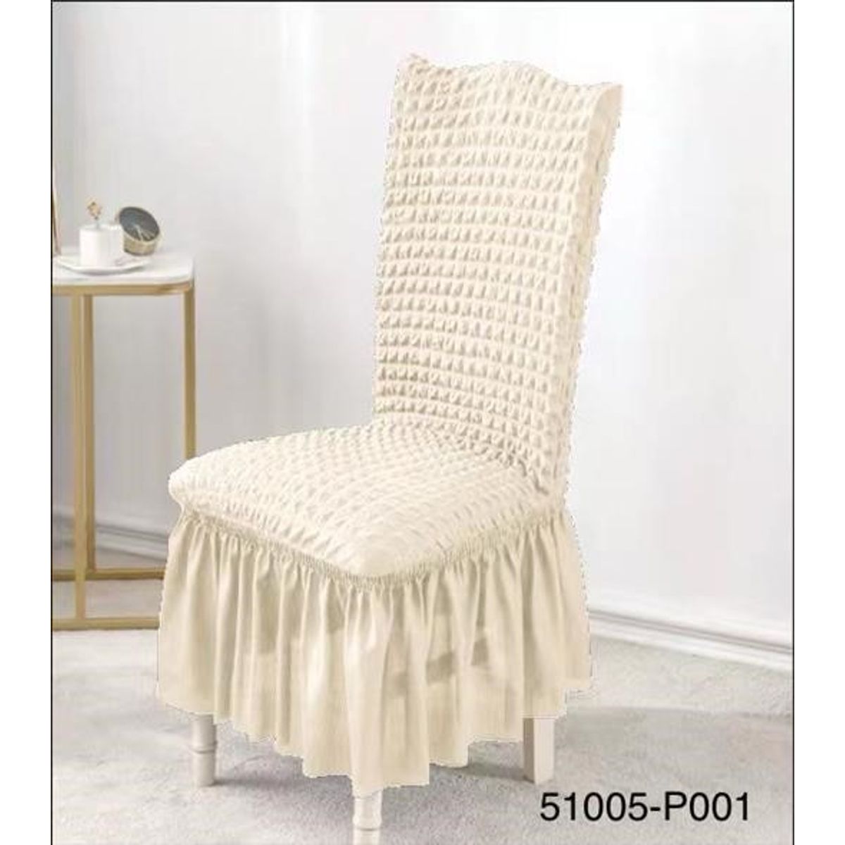 ANGELES DEL HOGAR - Cubre asientos comedor pack 6 unidades Turco Texturizado Crema