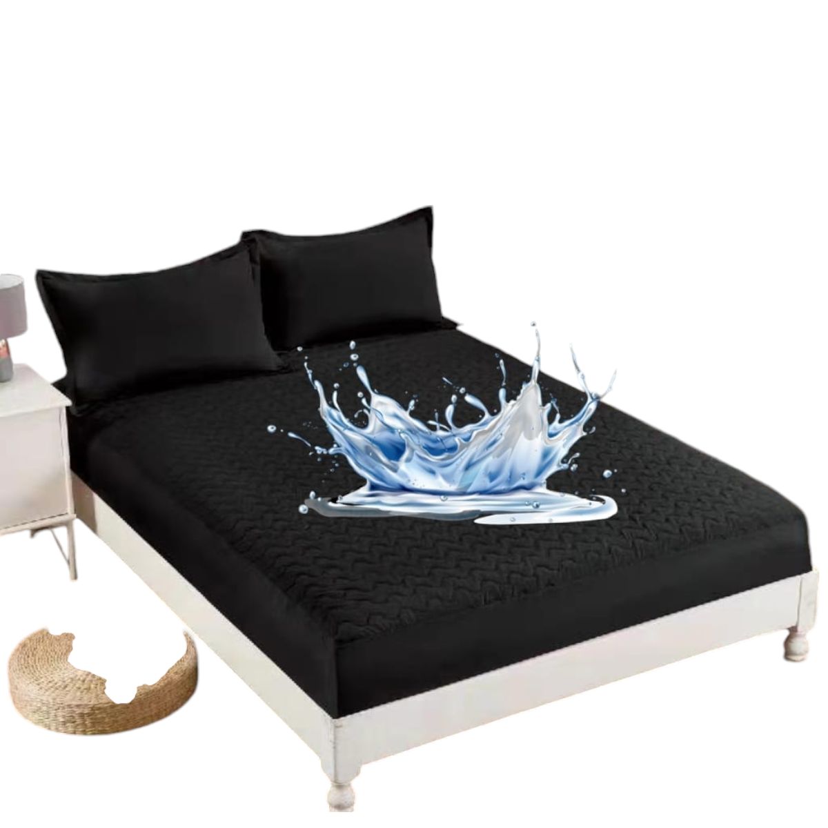 ANGELES DEL HOGAR - Cubre Colchon Impermeable King Negro