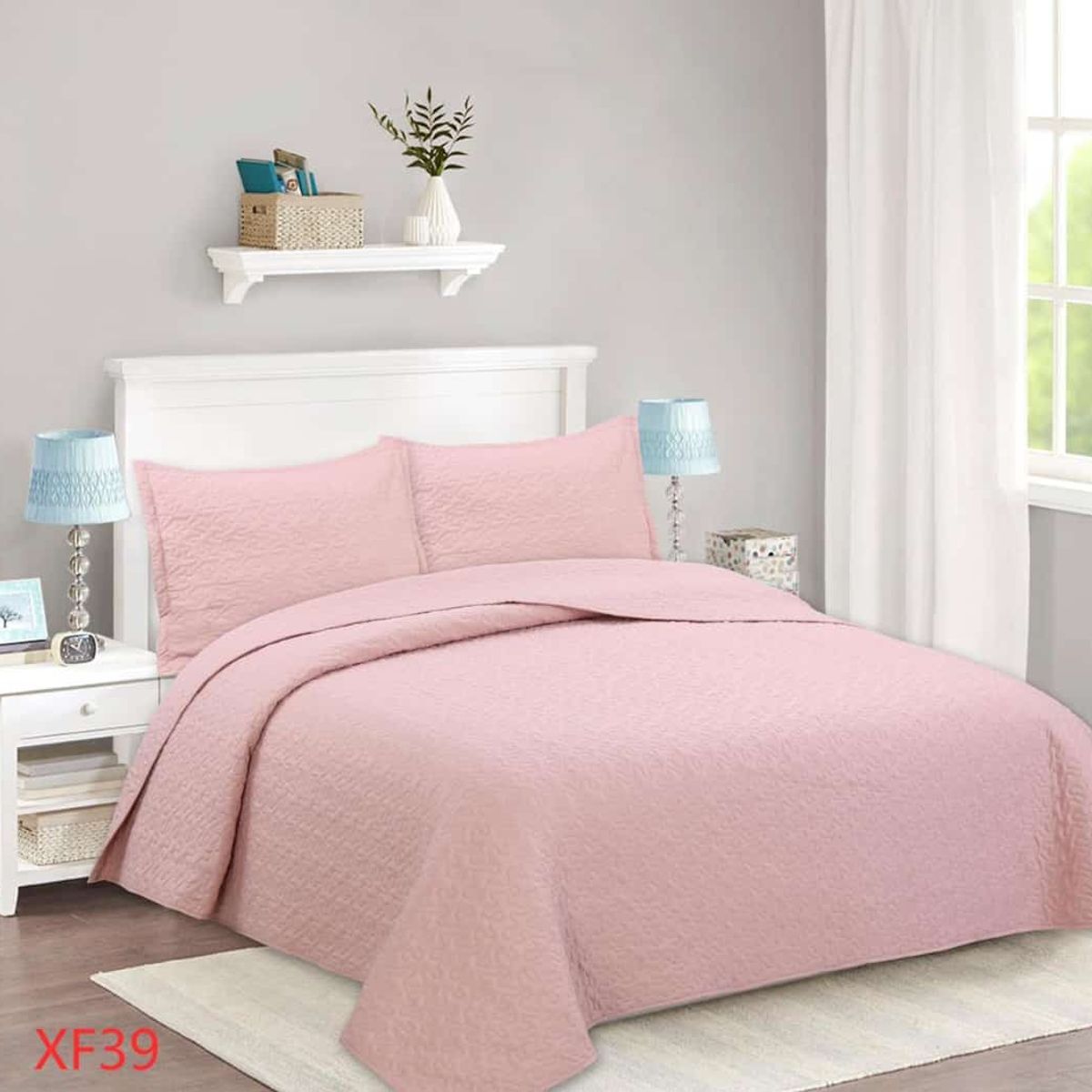 ANGELES DEL HOGAR - Cubrecama De verano 2 Plazas Rosa Palo