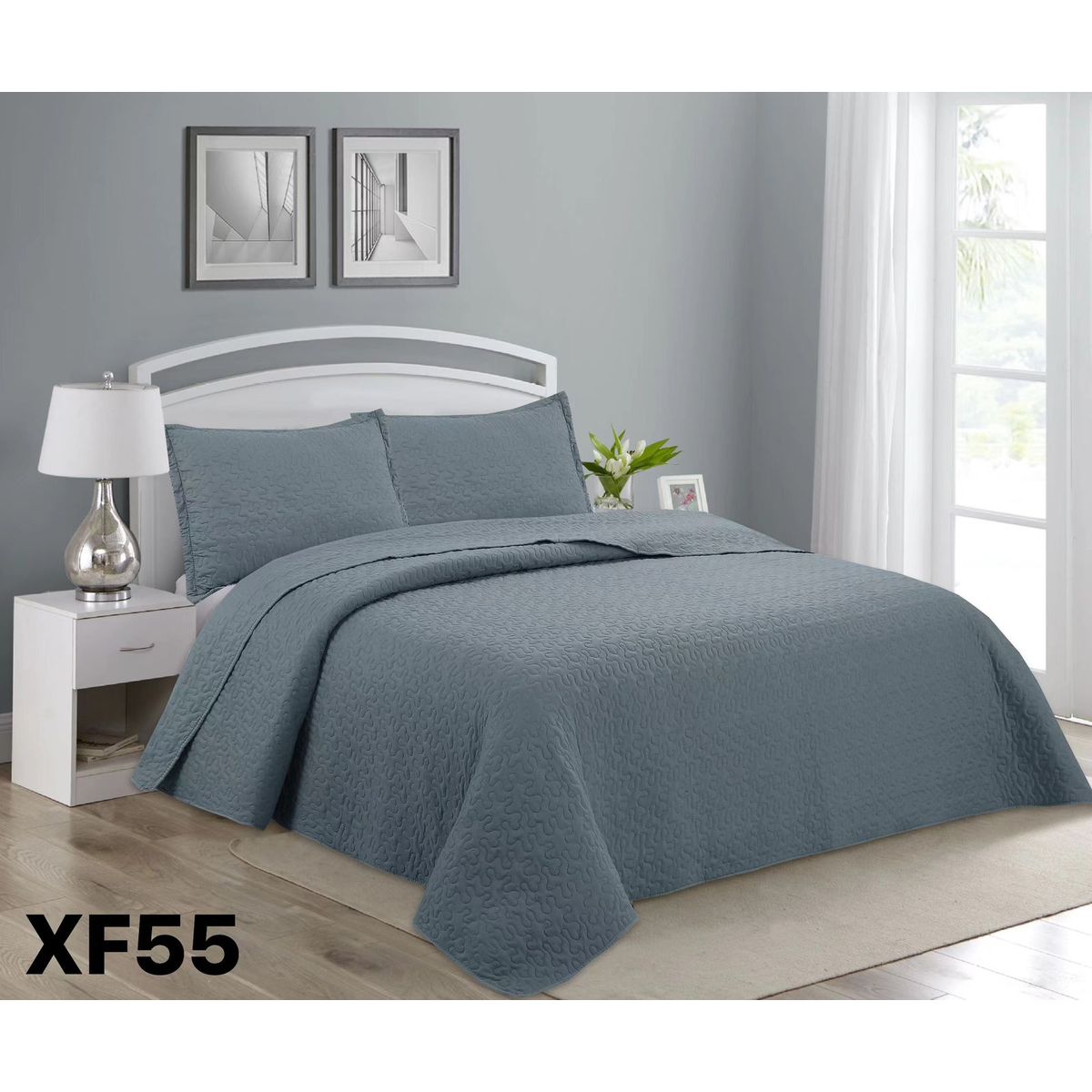 ANGELES DEL HOGAR - Cubrecama De verano 2 Plazas Gris