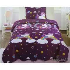 ANGELES DEL HOGAR - Cubrecama De verano Plaza y media Azul Unicornio