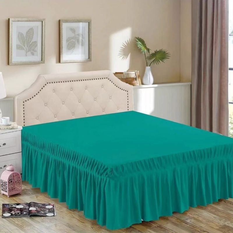 ANGELES DEL HOGAR - Faldonas Para Cama 2 Plaza Turquesa