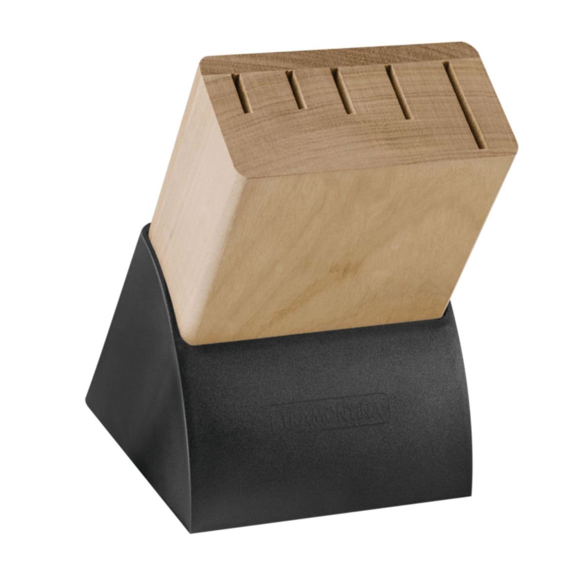 TRAMONTINA - Juego 5 Cuchillos de Acero Inoxidable con Soporte de Madera-Set 6 Piezas