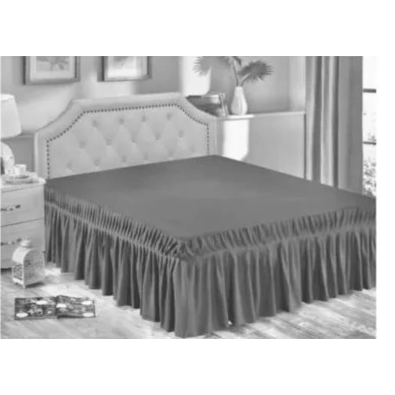 ANGELES DEL HOGAR - Faldonas Para Cama Plaza y Media Gris