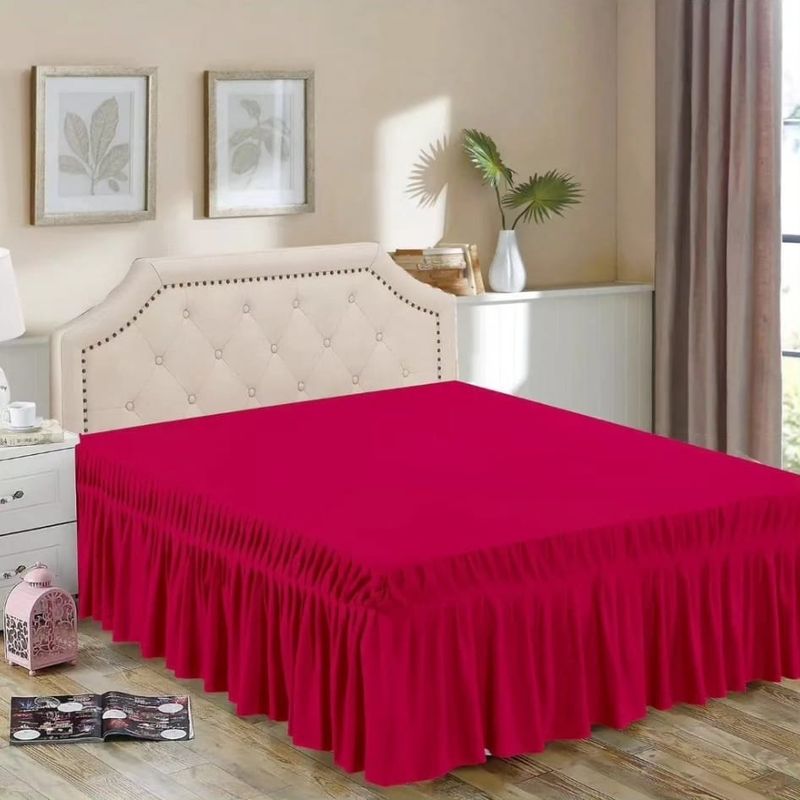 ANGELES DEL HOGAR - Faldonas Para Cama 2 Plaza Rojo