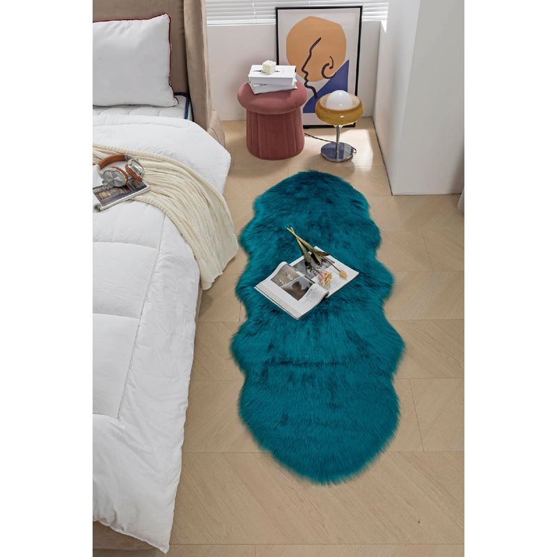 ANGELES DEL HOGAR - Alfombras Pasilleras de Felpa 140cm x 60cm Turqueza
