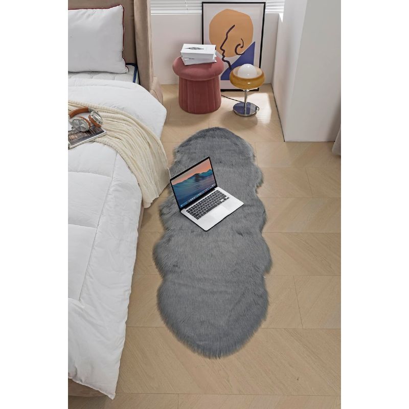 ANGELES DEL HOGAR - Alfombras Pasilleras de Felpa 140cm x 60cm Gris