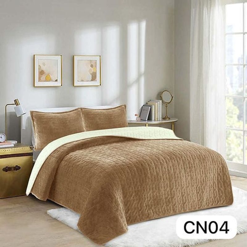 ANGELES DEL HOGAR - Cobertor Plush King + 2 Fundas Café