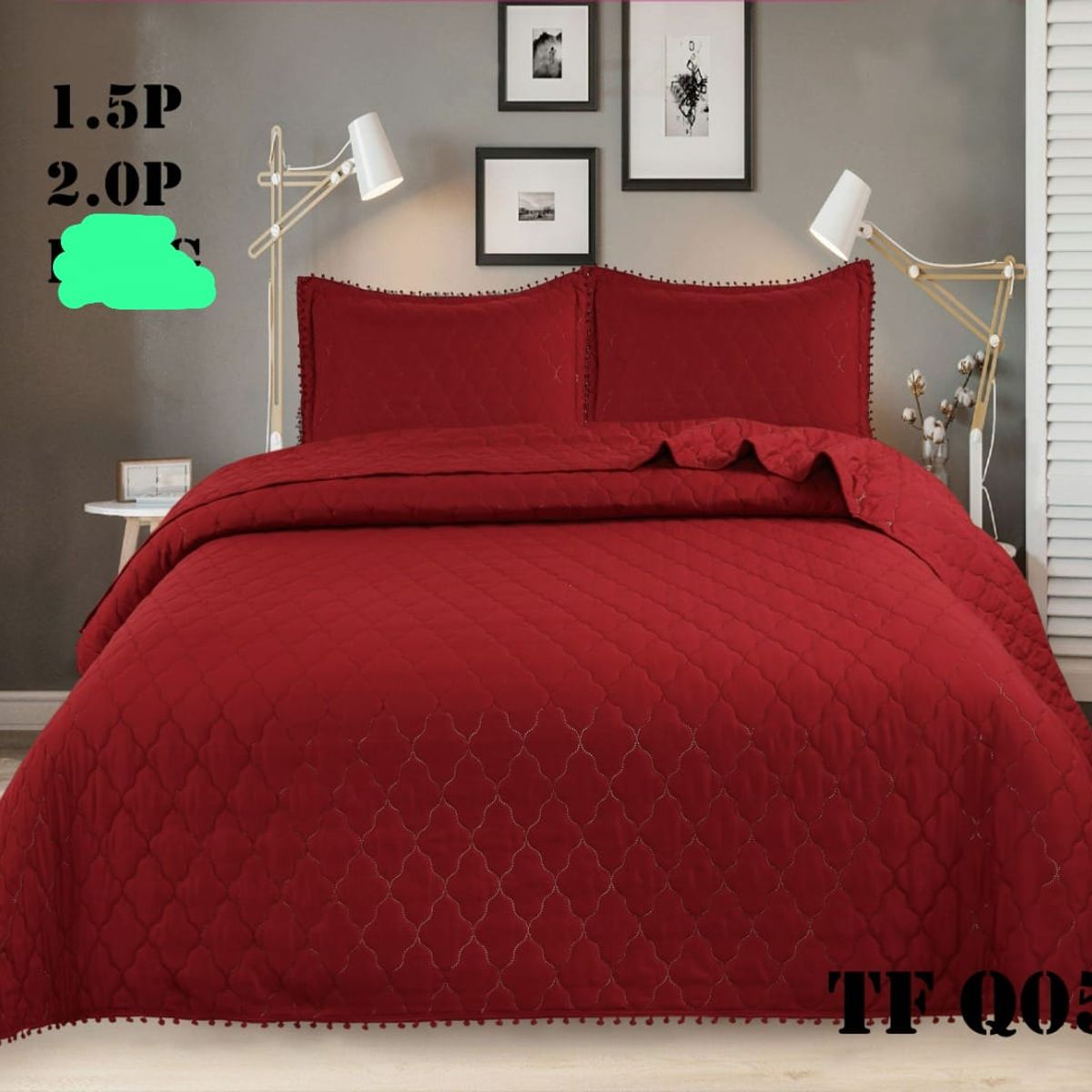 ANGELES DEL HOGAR - Cobertor de Verano Con Pompon  Plaza 15 Burdeo