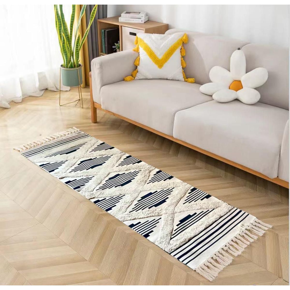 ANGELES DEL HOGAR - Alfombras Pasilleras de Lino 60 cm x 210 cm