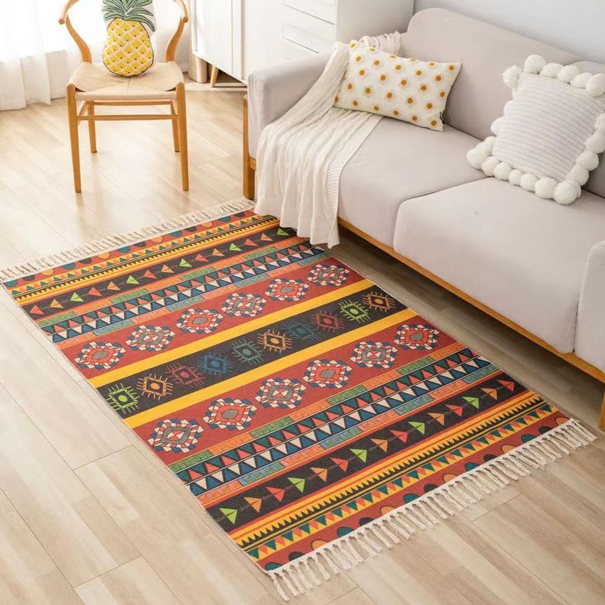 ANGELES DEL HOGAR - Alfombras De Lino 180 cm x 200 cm