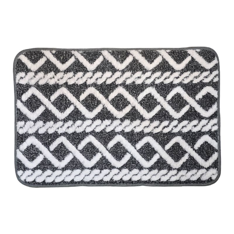 GENERICO - Alfombra De Baño Piso Extra Suave y Absorbente Diseño Trenza - Negro
