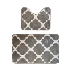 GENERICO - Conjunto De 2 Alfombra De Baño Suaves Absorventes Microfibra - Gris