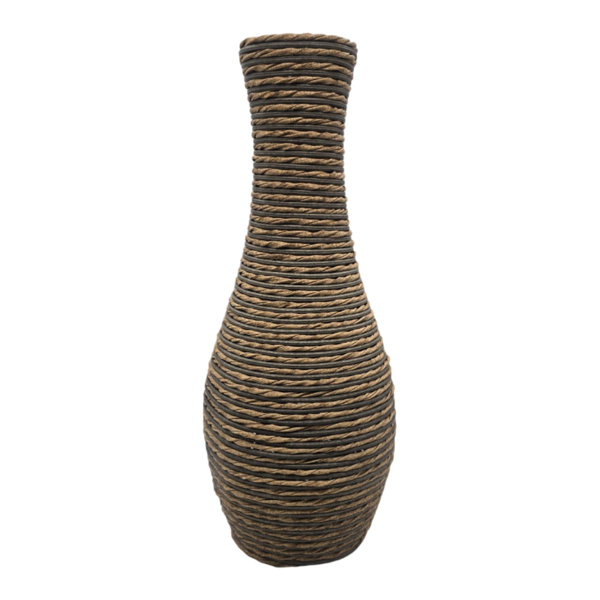 GENERICO - Jarron Florero Decorativo Tejido Rattan Moderno Café 50 CM