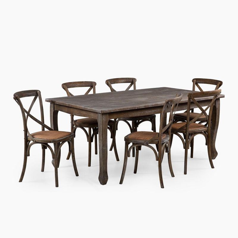 SPAZZIO - Mesa comedor Retro albayalde + 6 sillas Retro albayalde