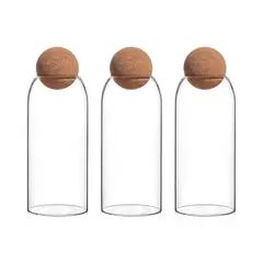 GENERICO - Set 3 Botellas Frascos Vidrio Transparente Tapa De Corcho L