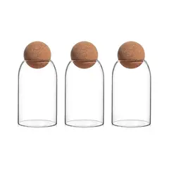 GENERICO - Set 3 Botellas Frascos Vidrio Transparente Tapa De Corcho M