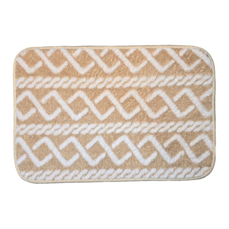 GENERICO - Alfombra De Baño Piso Extra Suave y Absorbente Diseño Trenza - Beige