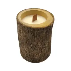 GENERICO - Vela Aromatica Ecologica En Tronco De Madera Fragancia Deco.