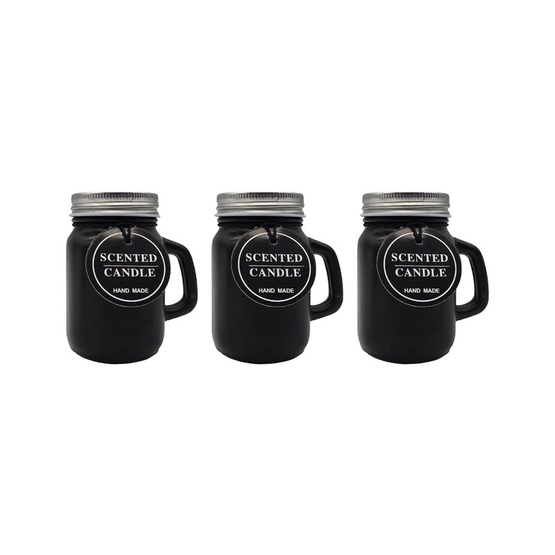 GENERICO - Set 3 Velas Aromatica Elegantes Taza Fragancia Duradera Deco - Negro.