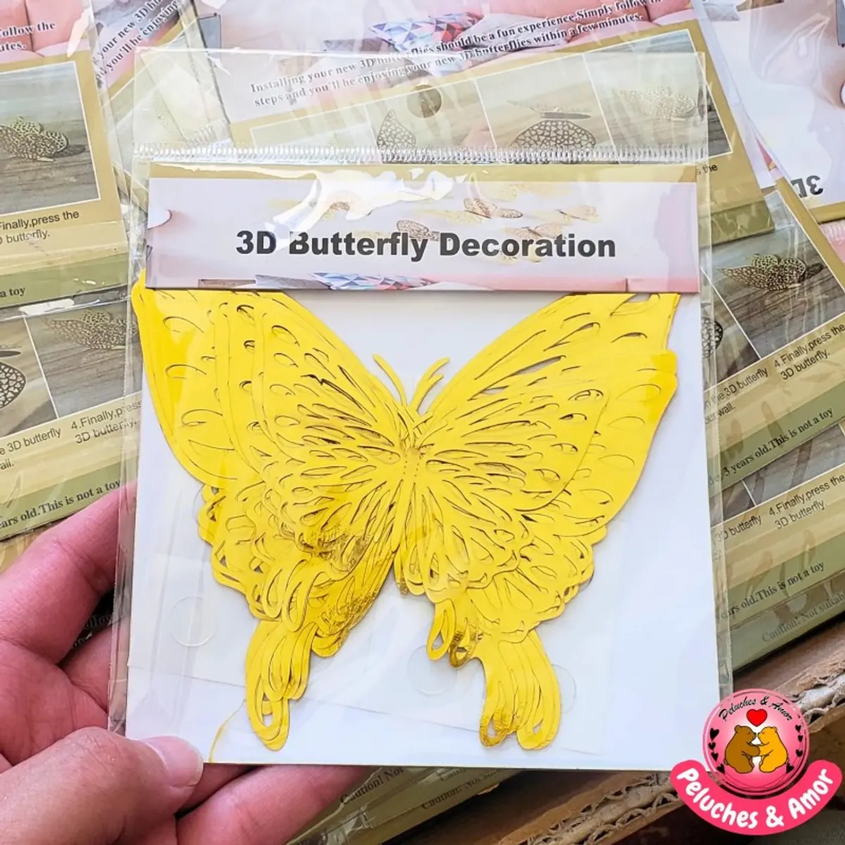 GENERICO - Set 12 Mariposas Decorativas Dorado