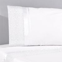 Sábana Clásica Broderie Hojita Blanco 220 Hilos 1 Plaza