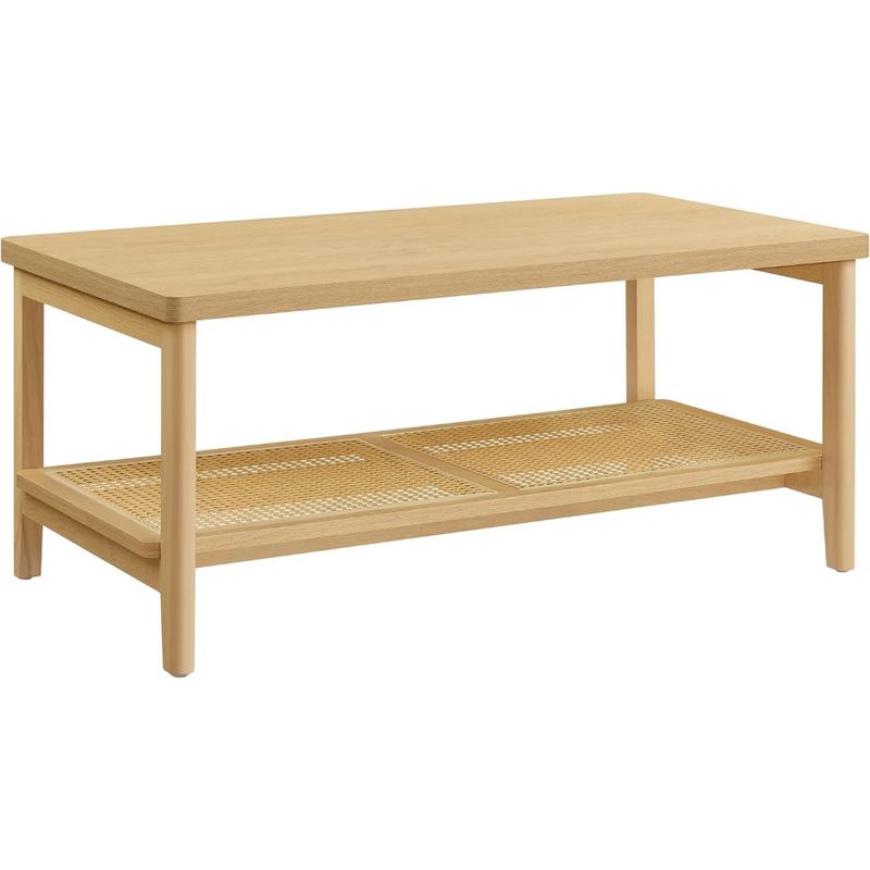 SPACEZAT - Mesa de Centro Rectangular Estilo Ratán Trento