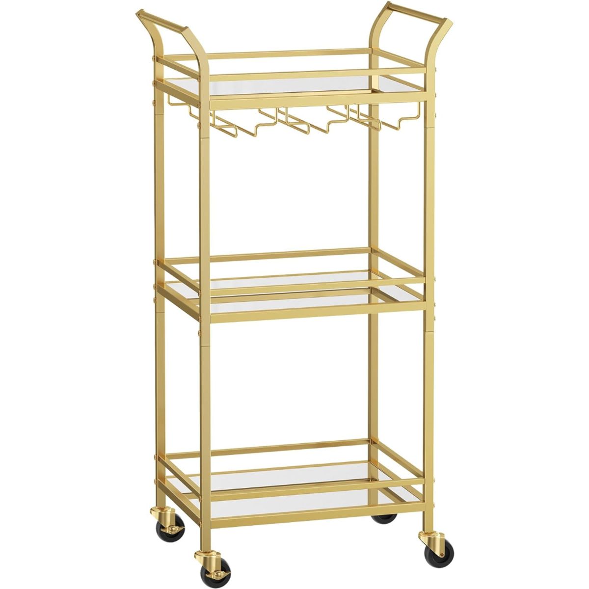 SPACEZAT - Carro Auxiliar Organizador Bar Cocina 3 Niveles Dorado Reika