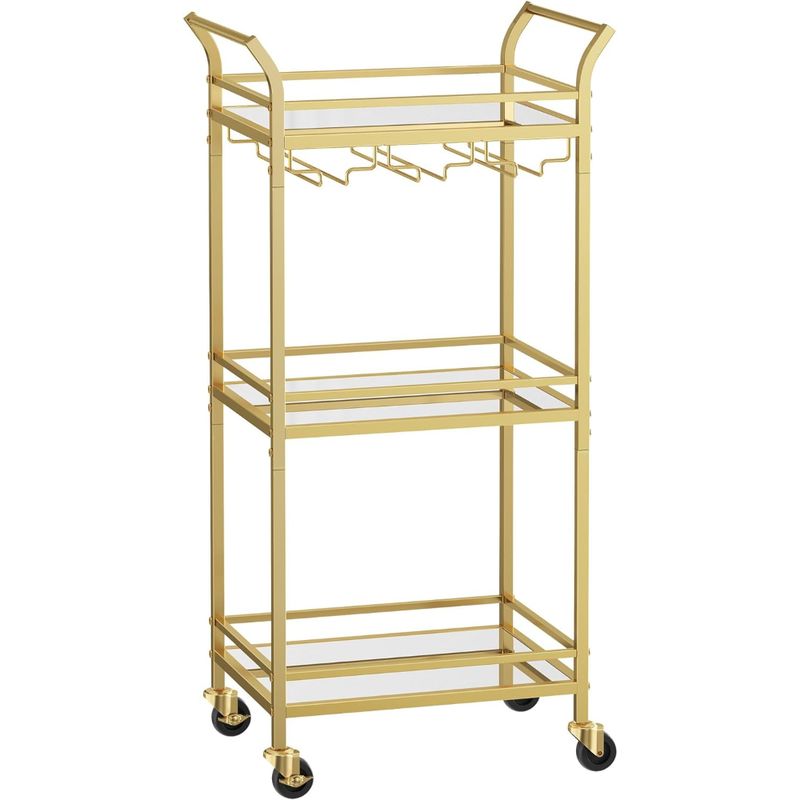 SPACEZAT - Carro Auxiliar Organizador Bar Cocina 3 Niveles Dorado Reika