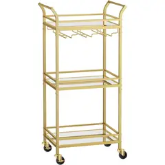 SPACEZAT - Carro Auxiliar Organizador Bar Cocina 3 Niveles Dorado Reika
