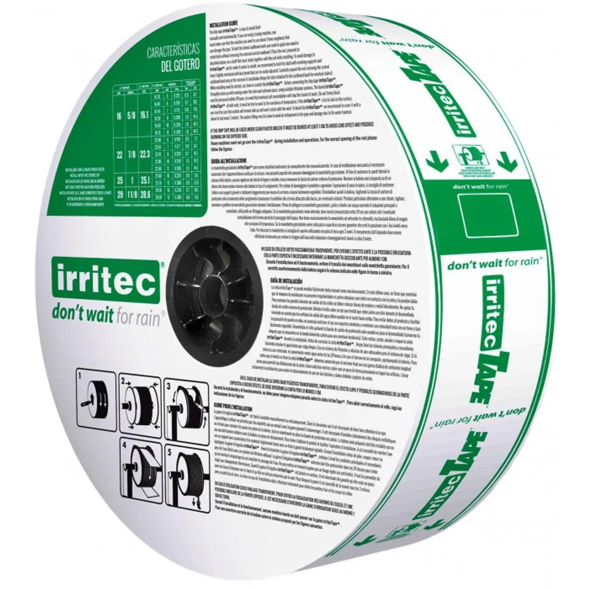 GENERICO - CINTA DE RIEGO CON GOTERO A 20CMXMT 53LH R500M 5000