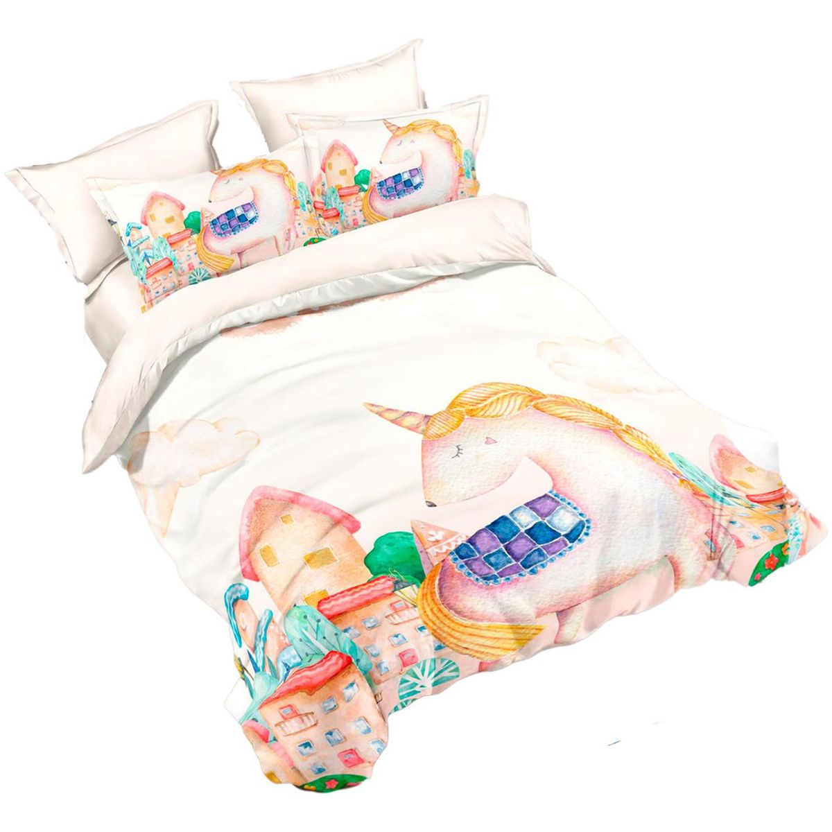 GENERICO - Cubrecama Quilt Verano 1.5 Plazas +funda 50x70 Pony Art 600