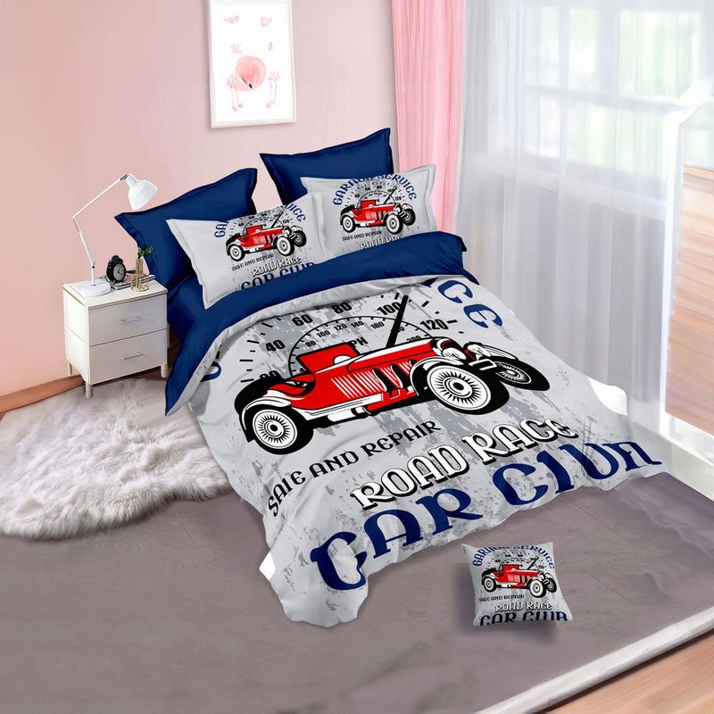 GENERICO - Cubrecama Quilt Verano 1.5 Plazas +funda 50x70 Road Race 598